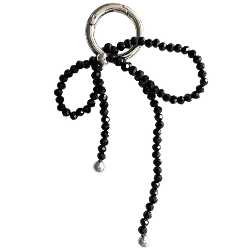Delicate Keychain with Beaded Bowknot Phone Charm Unique Keyring Cute Pendant for Car Bag Wallet Backpack