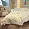 New Floral Jacquard Lace Cotton Duvet Cover Set - Four Pieces with Textured Embroidery