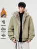 Unisex Winter Hooded Cotton Coat with Sable Collar, Thickened and Velvet-Lined for Warmth and Cold Protection
