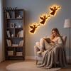 Christmas Fireplace Wall with Warm Lamp LED Wooden Angel Art 12Pcs Silhouette Light Festive Backlit
