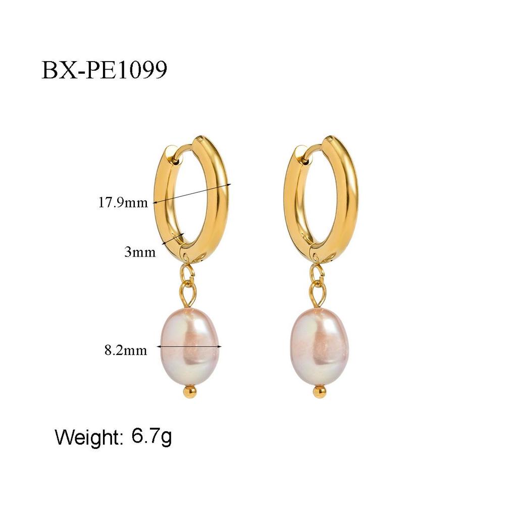 Baroque Pearl Titanium Steel 18K Ear Cuffs - Stylish, Durable, Won’t Fade