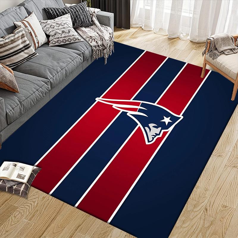 New England Patriots Flannel Pattern Square Carpet,Area Rug,Carpet Rug for Living Room Bedroom Sofa Playroom Decor,Non-slip Floor Mat