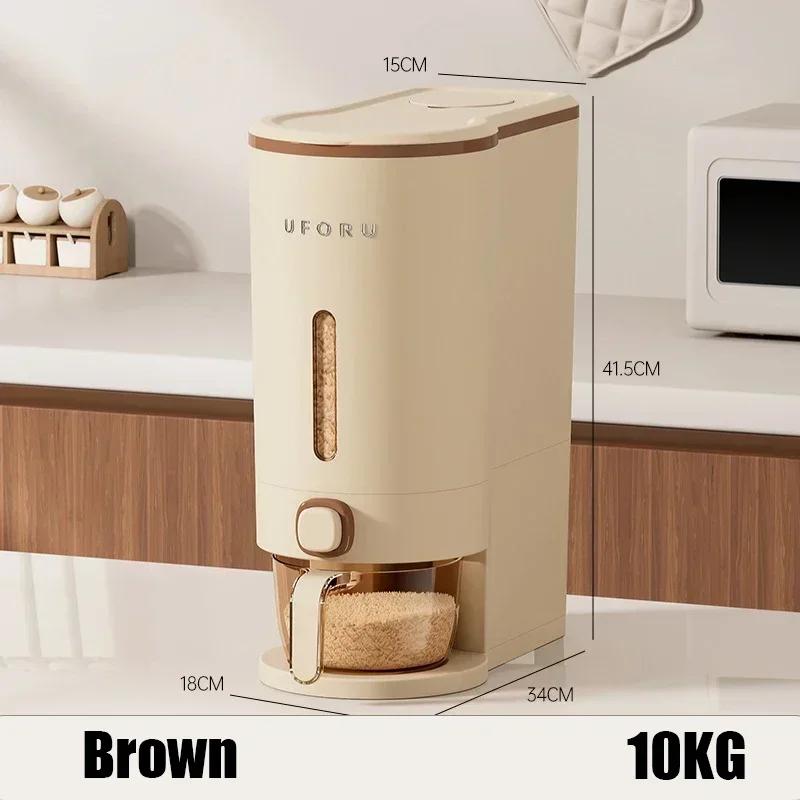 Kitchen Rice Container One Click Press Storage Household Spice Storage Organizer Moisture Proof Sealed Container Press Type Box