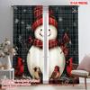 2pcs,2D Plane Printing Curtain Popular Cute Snowman Red Cardinal Christmas (3) Versatile Fabric (without Rod) Home Decor Ldeal