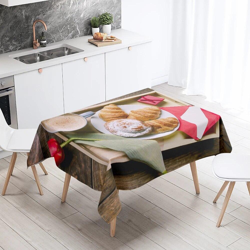 Gourmet Printed Tablecloth Anti-fouling and Waterproof Rectangular  Kitchen Restaurant Table Decoration