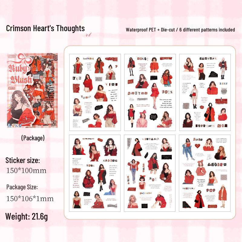 ZABC Die-Cut PET Stickers - Soft Light Whispers Series, Double White Ink, Character Girl Theme Base Layer