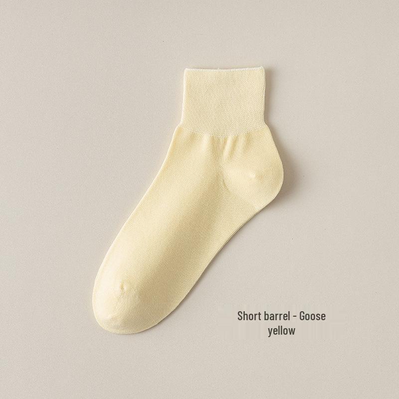 Women's Pure Cotton Short Socks - Lightweight, Breathable, Sweat-Absorbent, Solid Color (Spring/Summer)