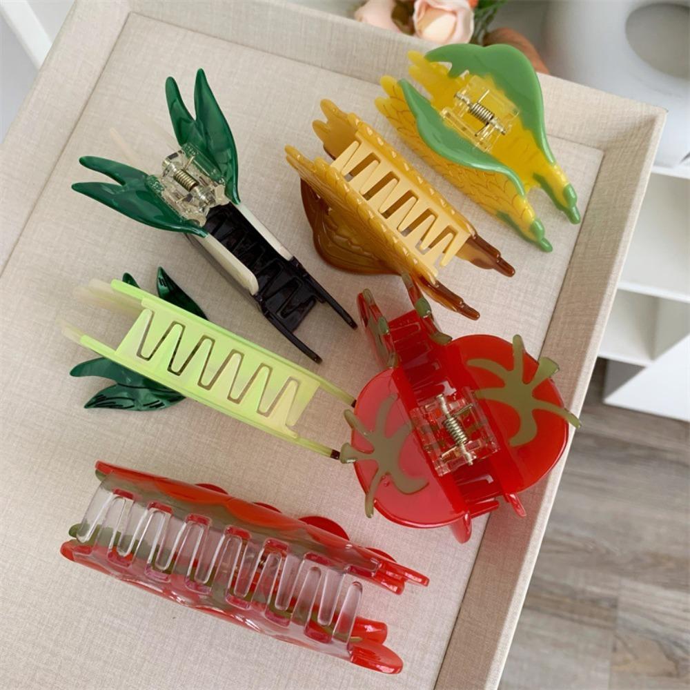 Korean Style Acetic Acid Hair Claw Waterproof Acrylic Hair Accessories Fruit Shark Clip Spring