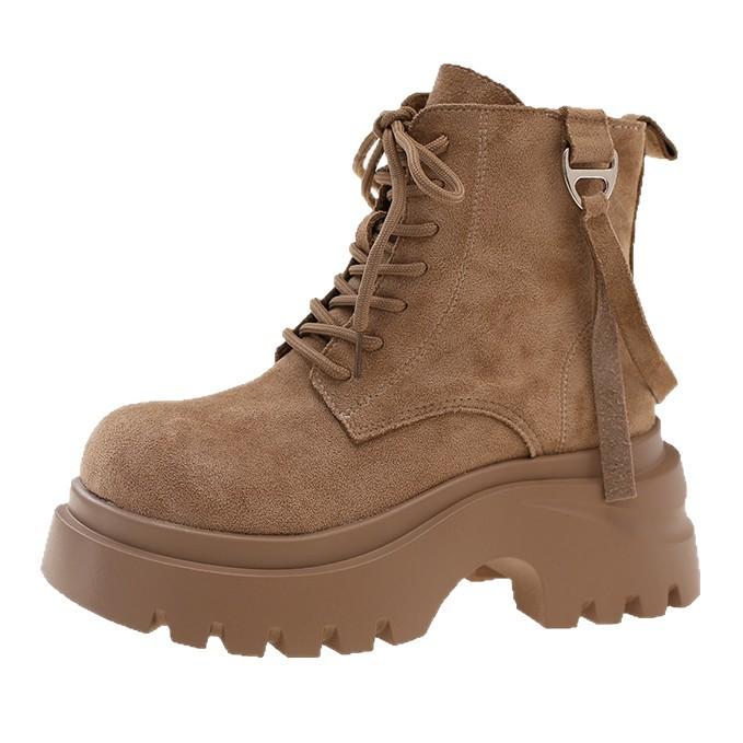 Europeisk 2025 høst ny matt mykt skinn plattform Martin boots dame britisk stil retro stor tå lokomotiv korte støvletter