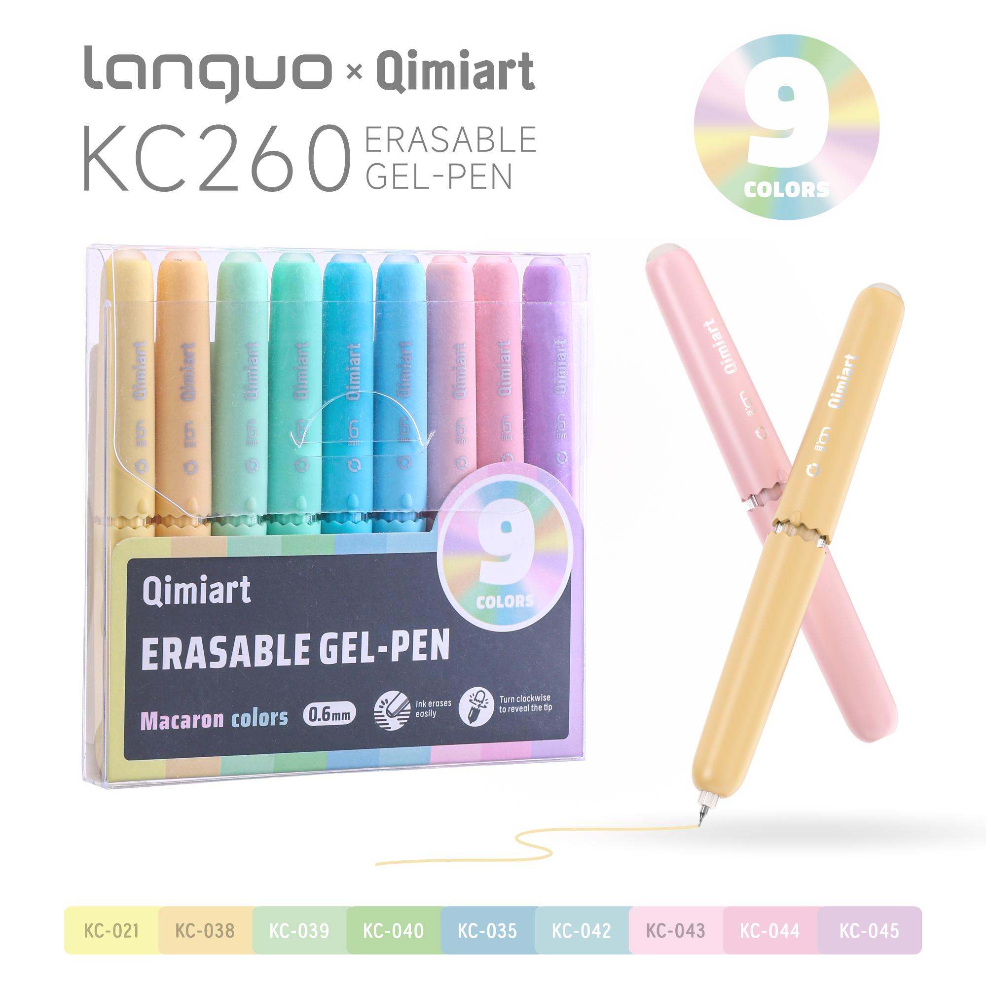 

LANGUO 45/9 Colors Erasable Gel Pen with Eraser 0.6mm Erasable Ink Writing Correction Pen for Drawing Coloring School Supplies (as the picture,Multi-Colored)