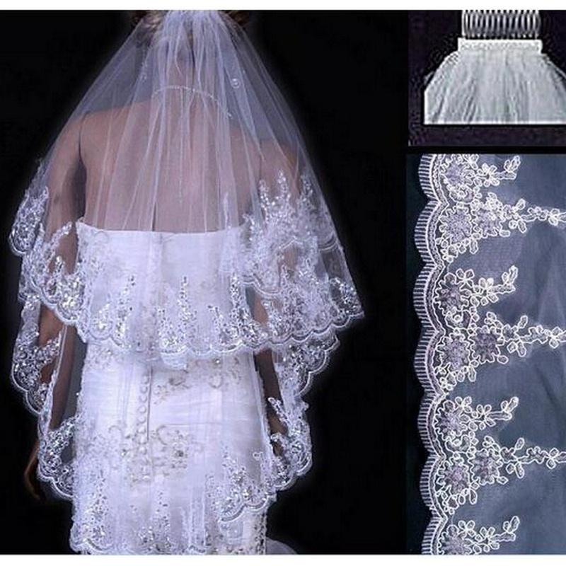 

Свадьба Свадебная Двухслойный Белый Тюль с Расческой Пайетт Аксессуар