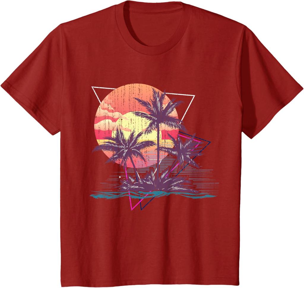 Retro Palm Trees Beach Sunset Tropical Summer TShirt