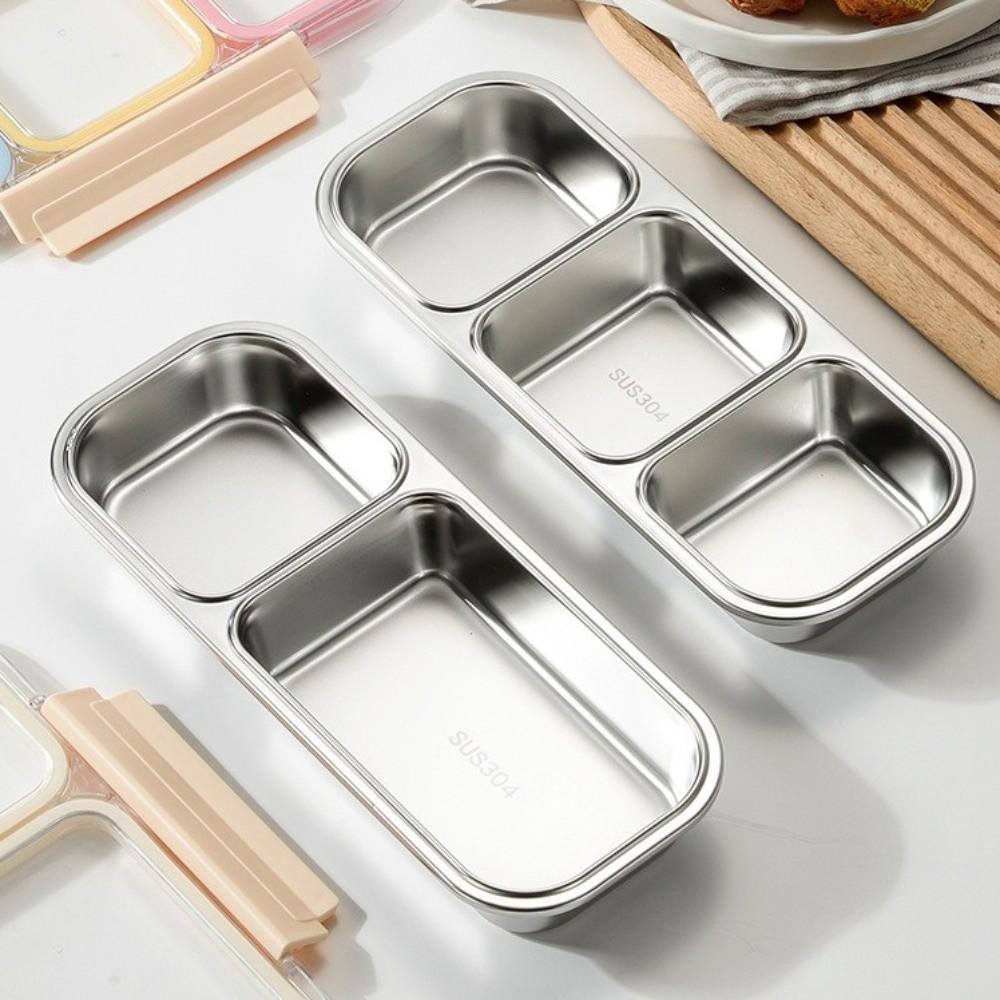 304 Stainless Steel Divided Lunch Box with Fork Spoon Food Container New Bento Box  For Meal Prep