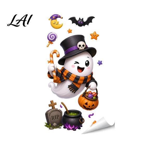 Reusable Decorative Window Sheets Halloween Static Clings Spooky Ghost Floral Skull Stickers Cling Decals for Glass No-Adhesive Party Indoor Outdoor