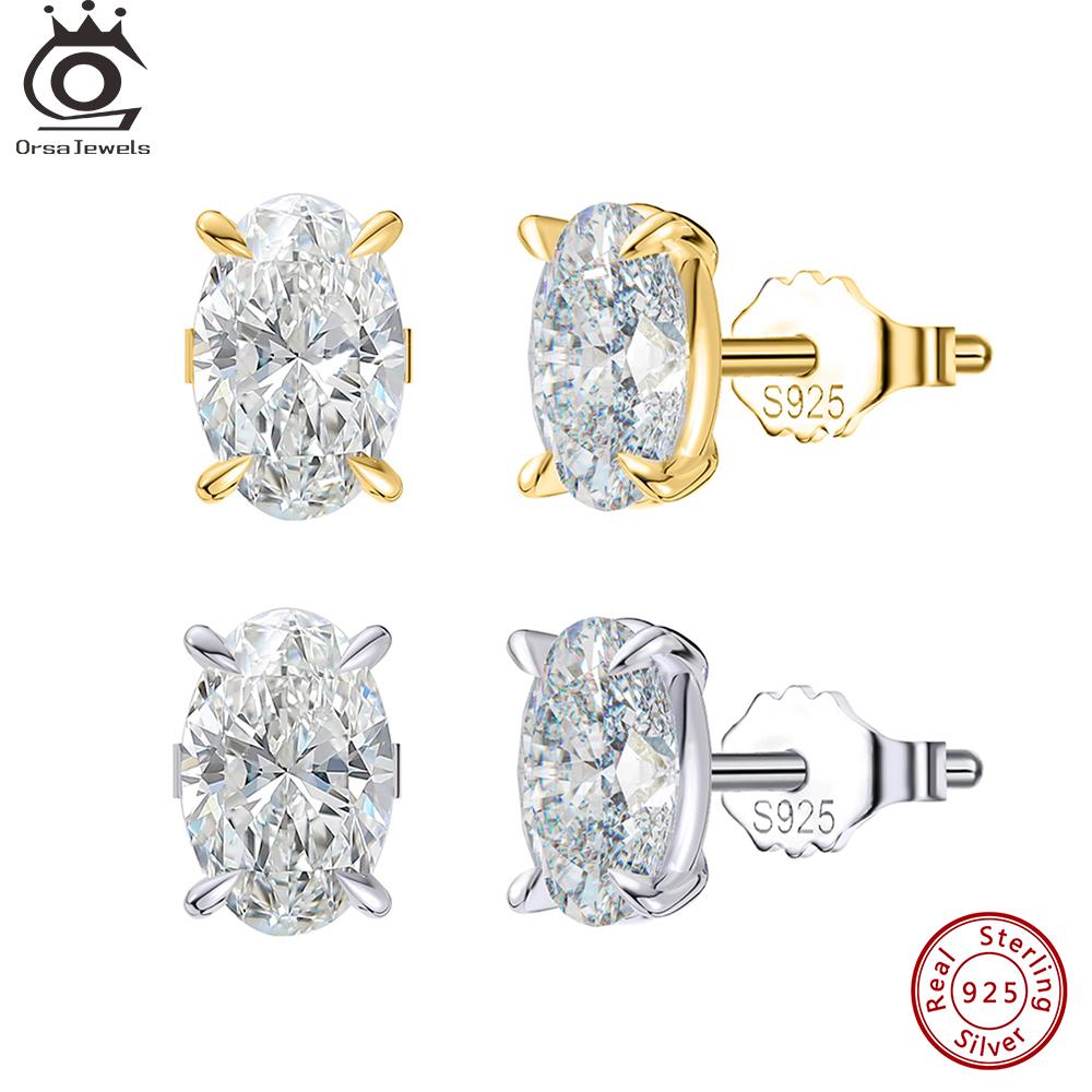 ORSA JEWELS Exquisite 925 Silber Zirkon Ohrringe für Damen Glänzende 8A Premium Cubic Zirkonia Ohrringe Party Schmuck LZE03