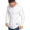 Spring Collection Men's Stylish Long Sleeve Hoodie - Curved Hem, Branded Tag & Drawstring Hood - Casual Streetwear Essential