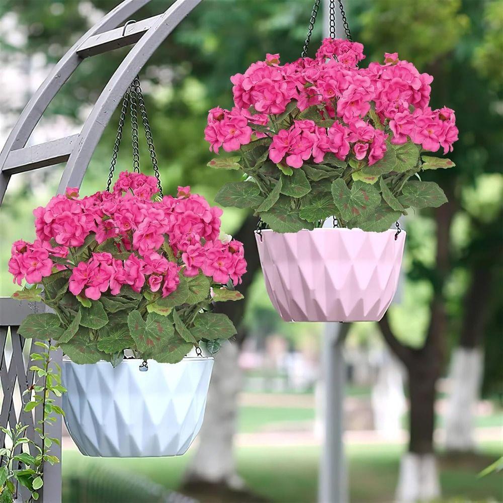 5-Head Design Artificial Geranium Flowers UV Resistant DIY Decoration Artificial Crabapple Blossom Simulated Flower