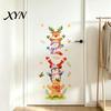 Holiday Gift for Friends Watercolor Christmas Stack?Up Characters Wall Stickers, Removable Self?Adhesive Door Waterproof Decor Sticker,