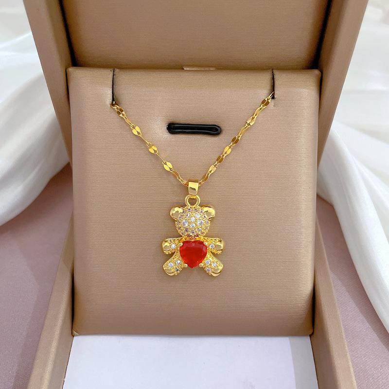 Light Luxury Love Bear Zircon Light Luxury Design Versatile Korean Style Niche Design Live Necklace