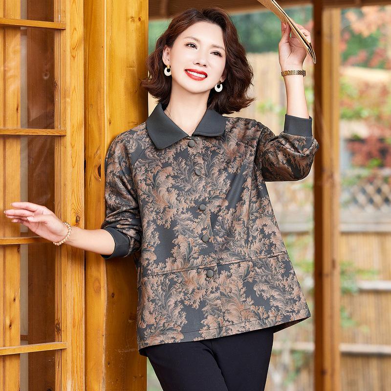 

Fashionable Spring/Autumn Jacket for Middle-Aged and Elderly Women, Plus Size 6XL (160-175 kg) зелений