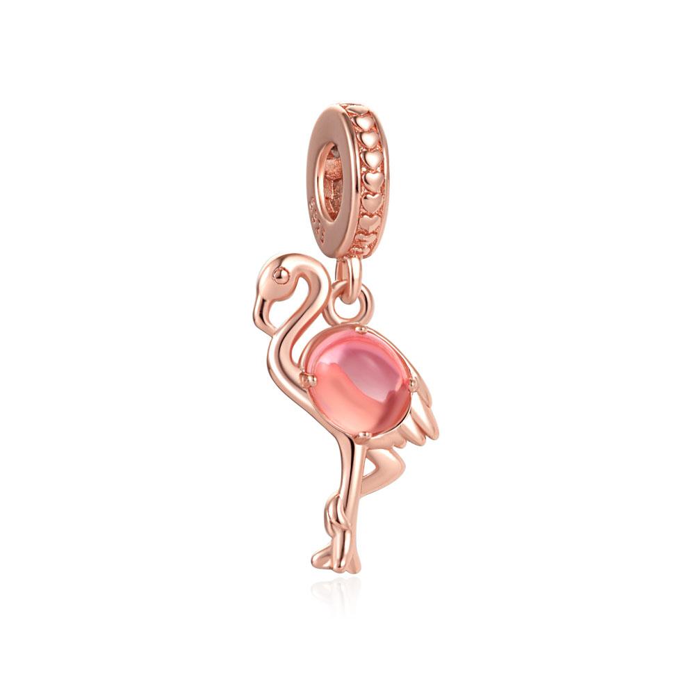 Rose Gold Series Heart-Shaped Beads Pendants Flower Clip Copper Appropriate For European Genuine Bracelets Do-It-Yourself Elegant Jewellery