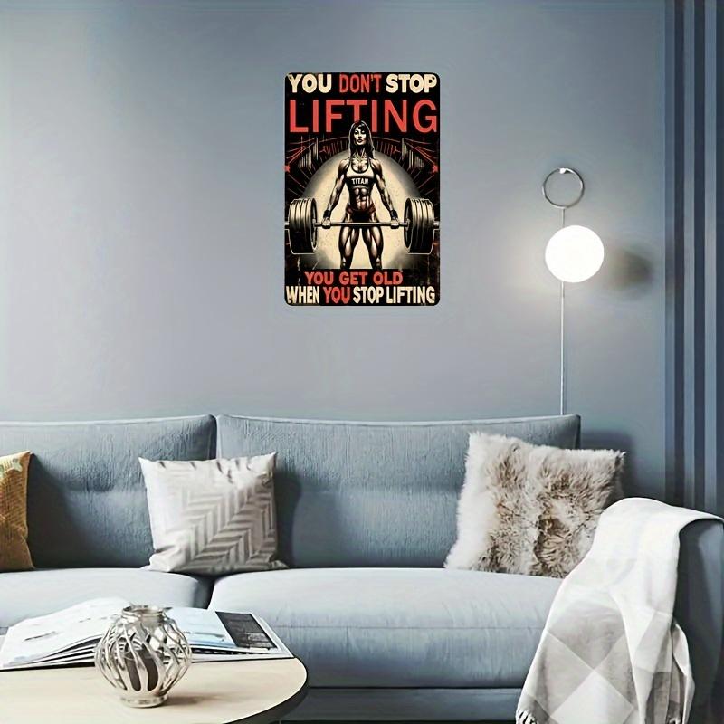 Hisun Blechschild HD Blechschild Du hörst nicht auf zu trainieren, wenn du alt wirst Vintage Fitnessstudio Zitat Metallposter Retro Wandkunst für Fitnessraum Dekoration