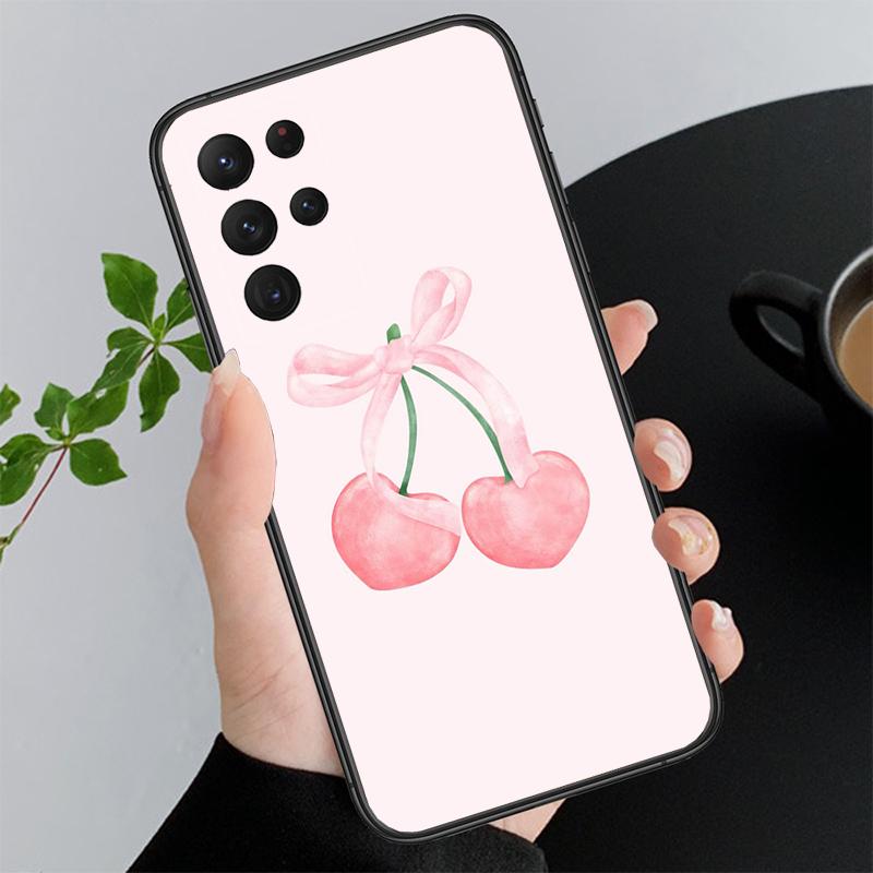 Pink Bow Aesthetic Coequtte Funda Phone Case For Samsung Galaxy S26 S25 S24 S23 S22 Ultra S23 S22 S25 Plus S24 FE S26Edge