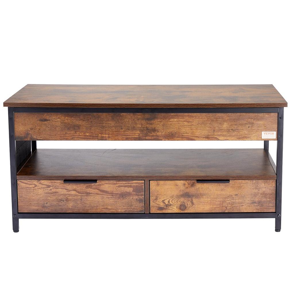 Lift Top Coffee Table 39.4" Rectangle Coffee Table with Light & USB Brown