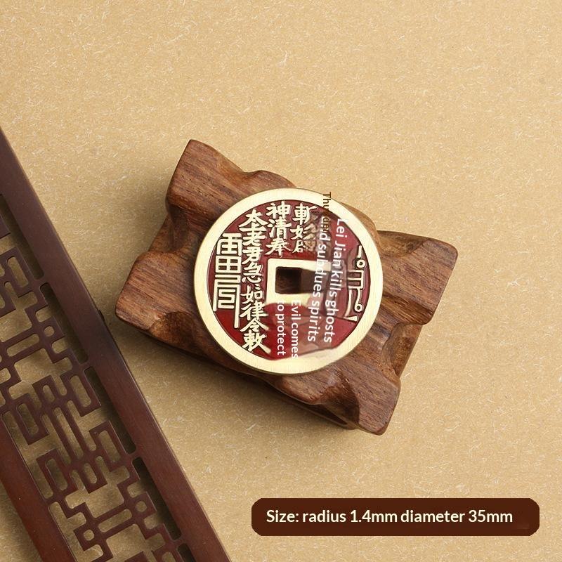 Solid Brass Chinese Feng Shui Lucky Coins With Engraved Patterns For Home Decor Collection Gifting