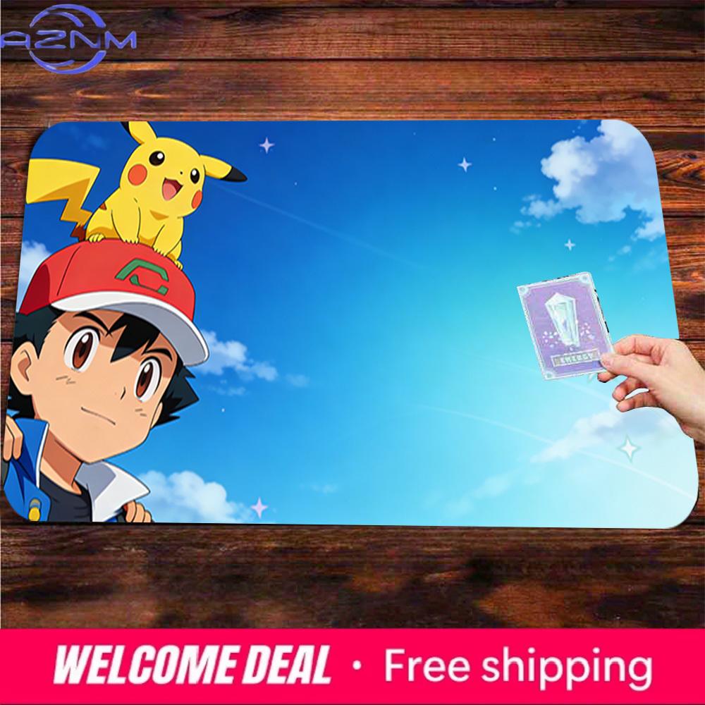 Pokemon Ash Pikachu on Cap Gaming Mouse Pad NonSlip Desk Mat 30x80x0.2cm