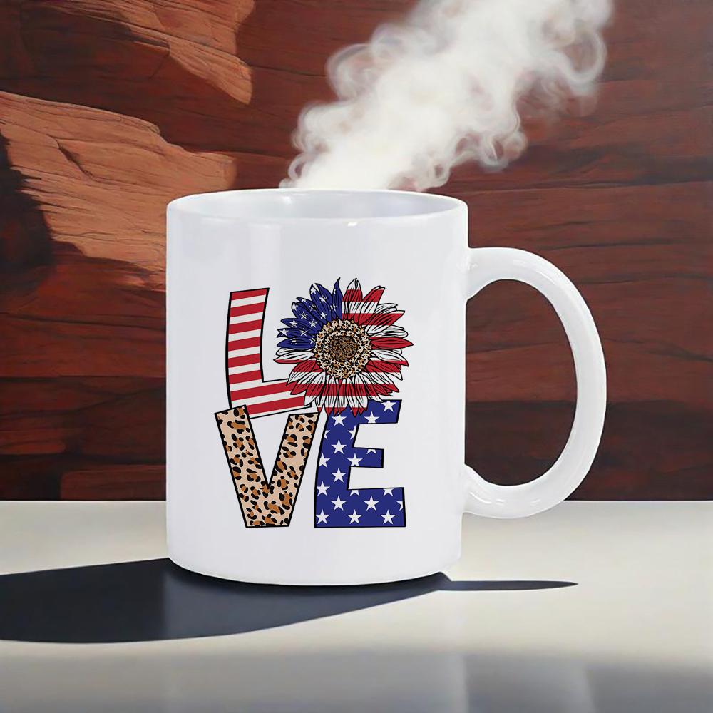 

Happy 4th July Ceramic Mug USA Freedom Series Coffee Mug Red White Blue Car Water Cola Beer Cups Patriotism Best Choice Tea Cup 330ml