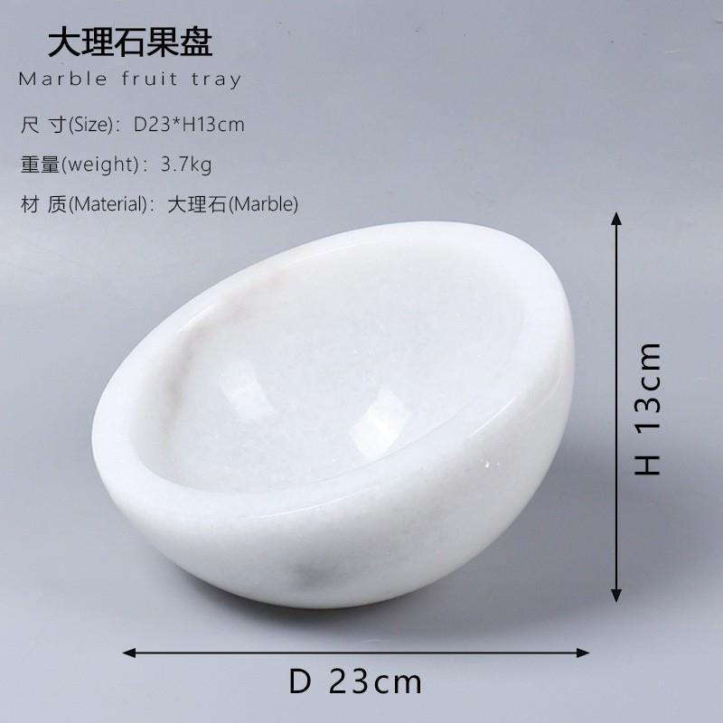 Natural Marble Fruit Bowl Living Room Table Decor Elegant Round Serving Tray In White Grey Black Vein Stone