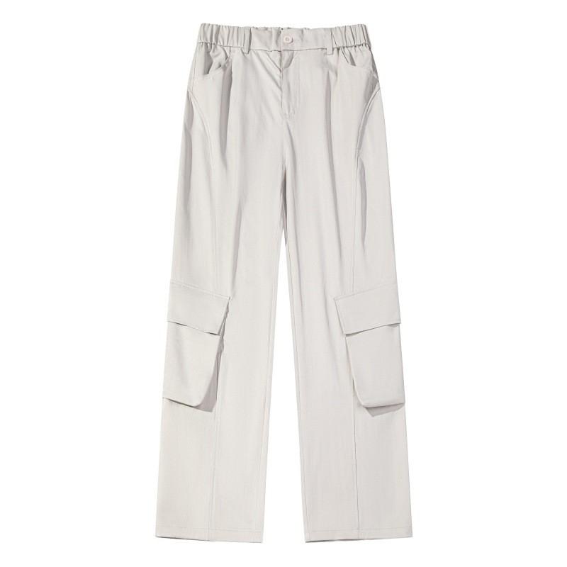 Mens Straight Cut Cargo Pants Loose Fit Casual Workwear Trousers Breathable Daily Wear
