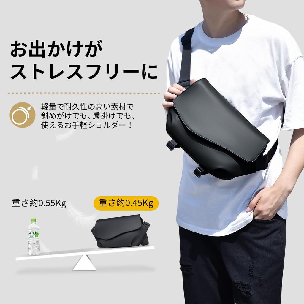 YOIIYO Shoulder Stylish and Waist Crossbody Large Perfect for and Outdoor Black Men's Bag/Body Bag Practical, Waterproof, Adjustable, 3-Way, Pouch,