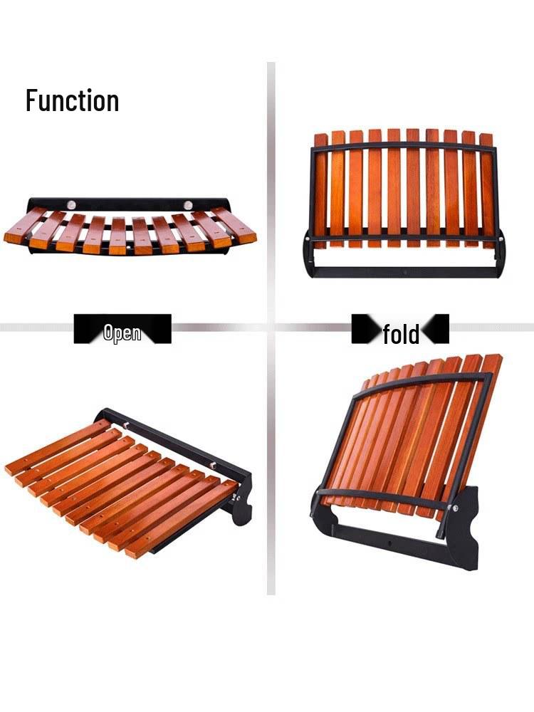 Wall-Mounted Non-Slip Solid Wood Shower Stool for Elderly