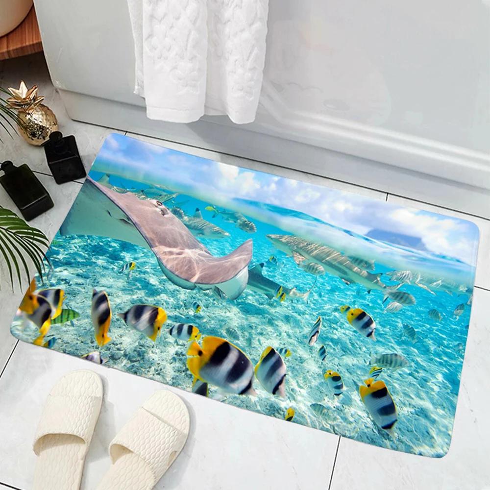Hot Selling Model Fishing Lure Hard Bait House Door Mat Decoration 3D Printing Animal Floor   Non-Slip Soft Flannel Rug