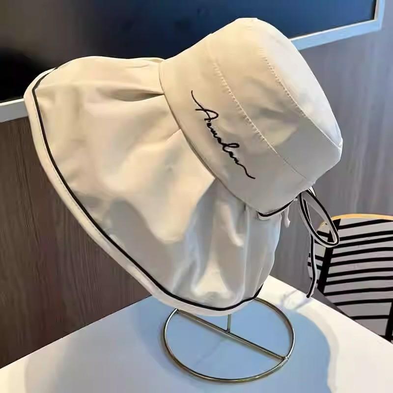 2024 New Fisherman Hat Women's Summer Sun Hat Black Jelly Uv Protection Big Brim Face-shielding Sun Hat