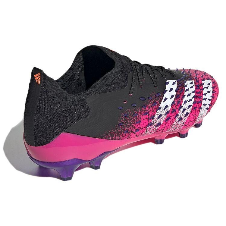 Adidas Predator Freak .1 Round Toe Lace-Up AG (Rubber Short Studs) Slip-Resistant Durable Soccer Shoes Men Soccer Shoes Black Pink FZ3751