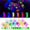 100Pcs Vip Neon Paper Bracelets Fluorescent Waterproof Disposable Bracelets Tamper-Proof For Parties, Music Festivals & Events