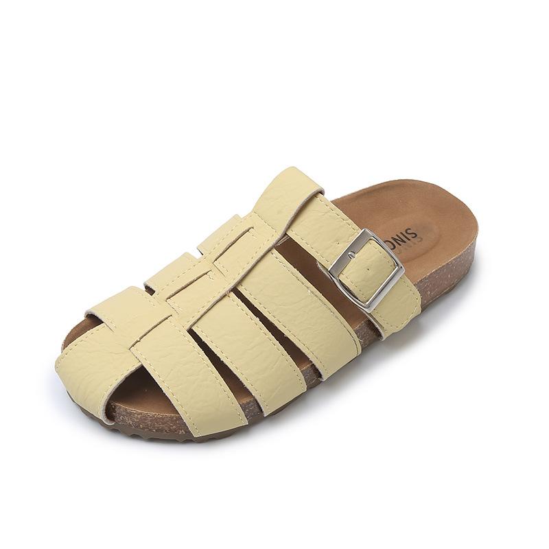 

Large size Roman baotou half slippers 2025 summer new woven hollow one pedal baotou half drag pig cage shoes 42