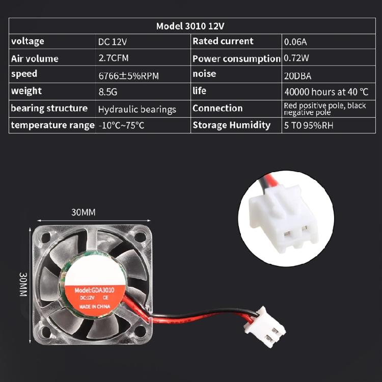 3D Printer Part Hotend Part Upgraded Hydraulic Cooling Fan 2510 3010 4010 12V/24V XH2.54 Coolers Radiator for 3D Printer