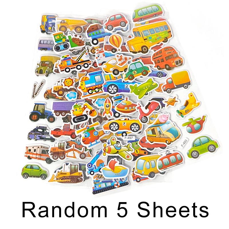 3D Puffy Vehicle Stickers Random 5/10 Sheets Reward Decoration Sticker Birthday Festival Holiday Ornament Gift Girl Boy JGC ZYF