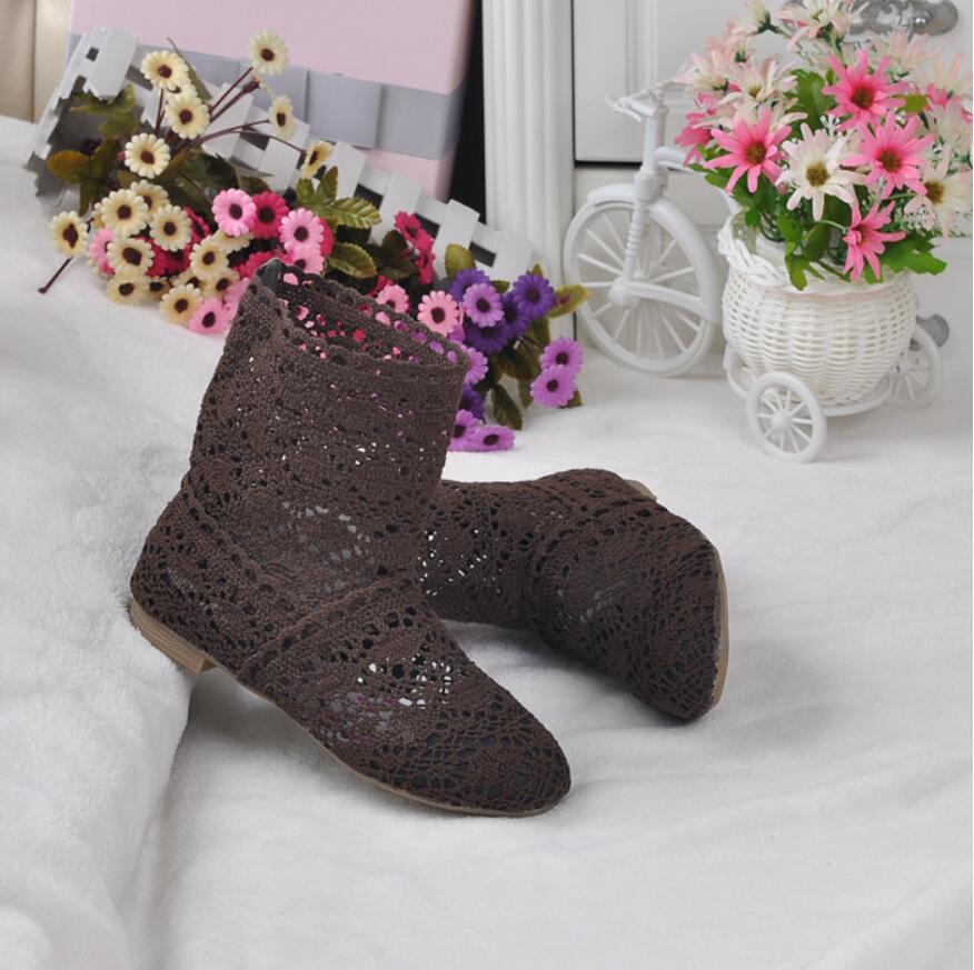 2025 Hollow Boots Shoes Breathable Knit Line Mesh Fashion High Help Summer Women's Boots High To Help Women's Shoes 11 Colors