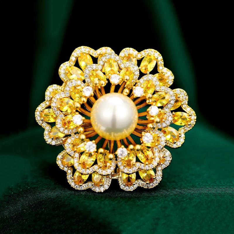 Three-dimensional Begonia Flower High-end Women's Exquisite Luxury High-end Sense Products Brooch