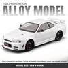 1/24 Skyline GTR R34 Static Diecast Car Sound Light Pull Back Detailed Rubber Tires Desktop Hobby Collectible Boys Gift