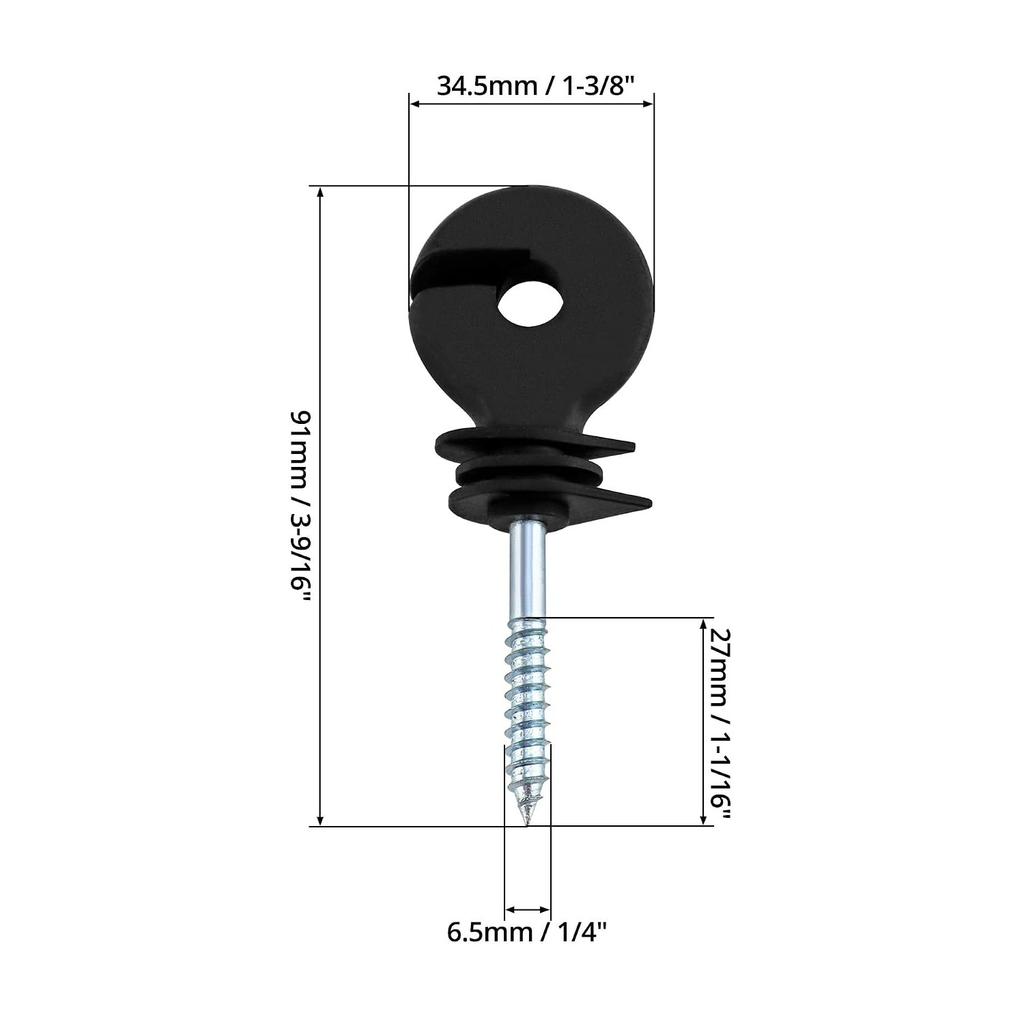 Electric Fencing Ring Insulators, Wire Mesh Ring Insulator, Wooden Post Insulator Screw-in, for Ropes, Wires and Strands.