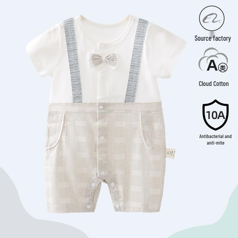 Unisex Pure Cotton Baby Bodysuit - Summer Short-Sleeve Newborn Crawling Romper 80 cm