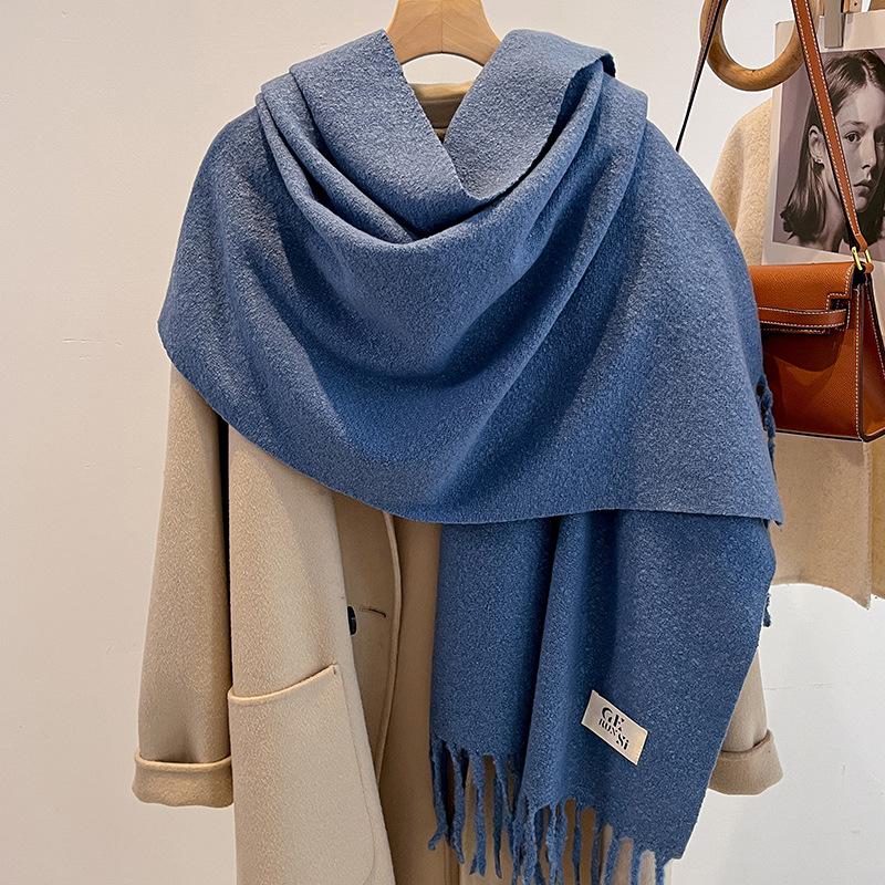 Haze blue imitation cashmere scarf women's new winter atmosphere scarf couple student men's shawl