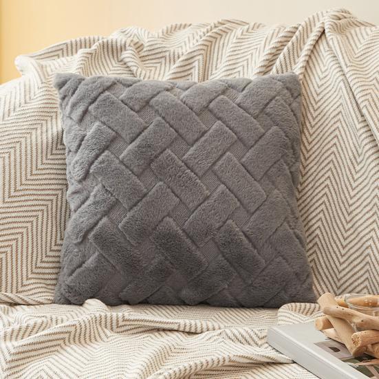 Plüsch-Kissenbezug Flauschiger Überwurf-Kissenbezug Quadratischer Kissenbezug mit verdecktem Reißverschluss für Wohnzimmer Schlafzimmer Heimbüro Dekoration