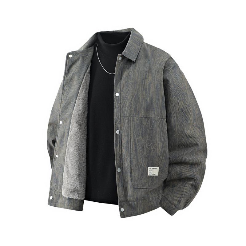 New Arrival Men's Plus Size Corduroy Jacket: XL Loose Fit, Trendy Lapel Shirt Style